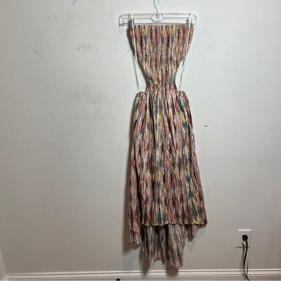 NWT MISA XS Myka Ikat $510 Strapless Cutout Smocked Cotton Blend Dress - Picture 3 of 8